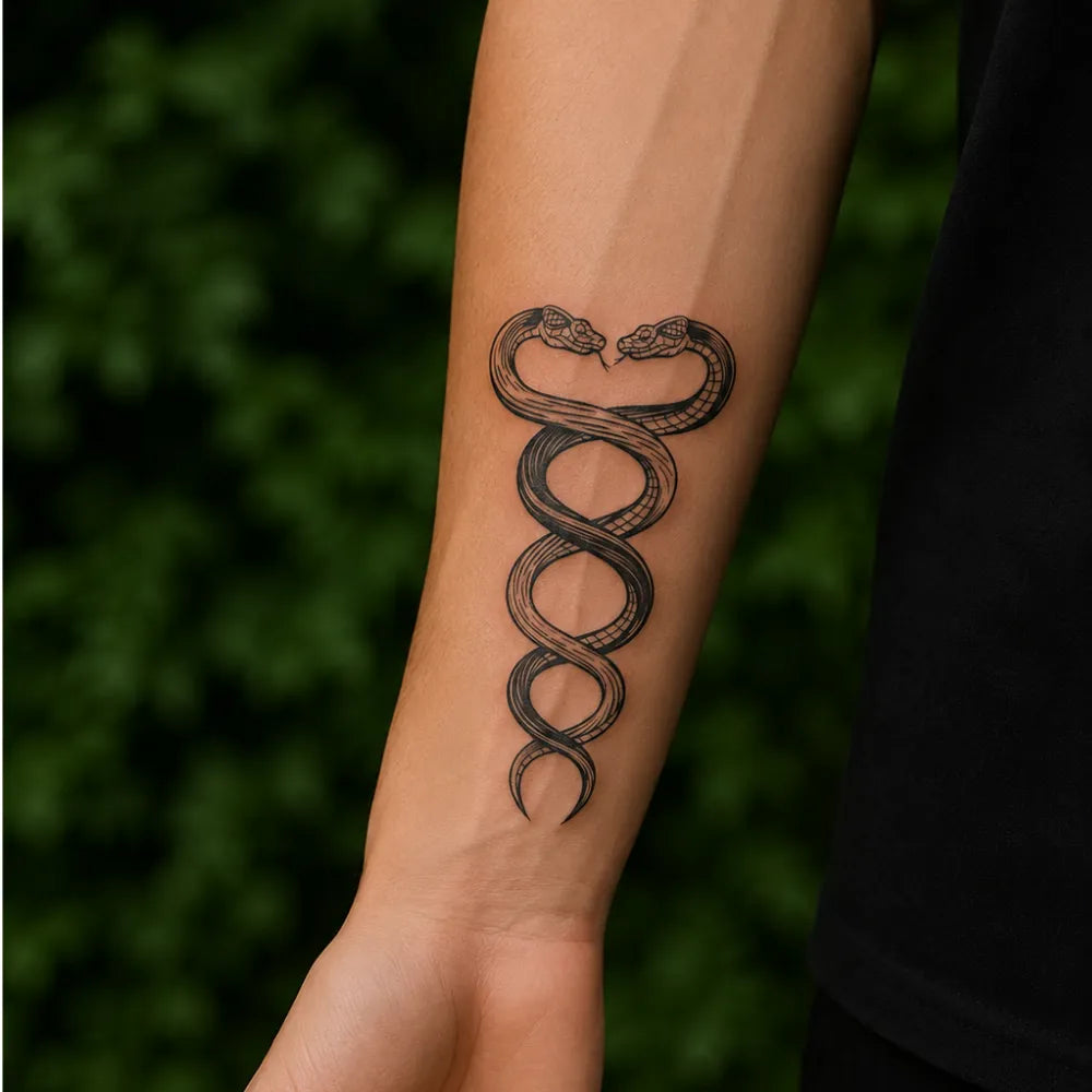 SafeTatt — Twin Serpents · fotografie tetování na kůži