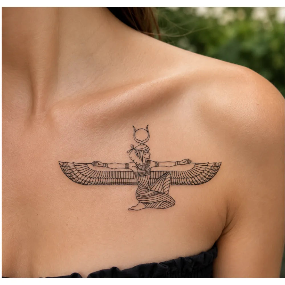 SafeTatt — Winged Egyptian · fotografie tetování na kůži